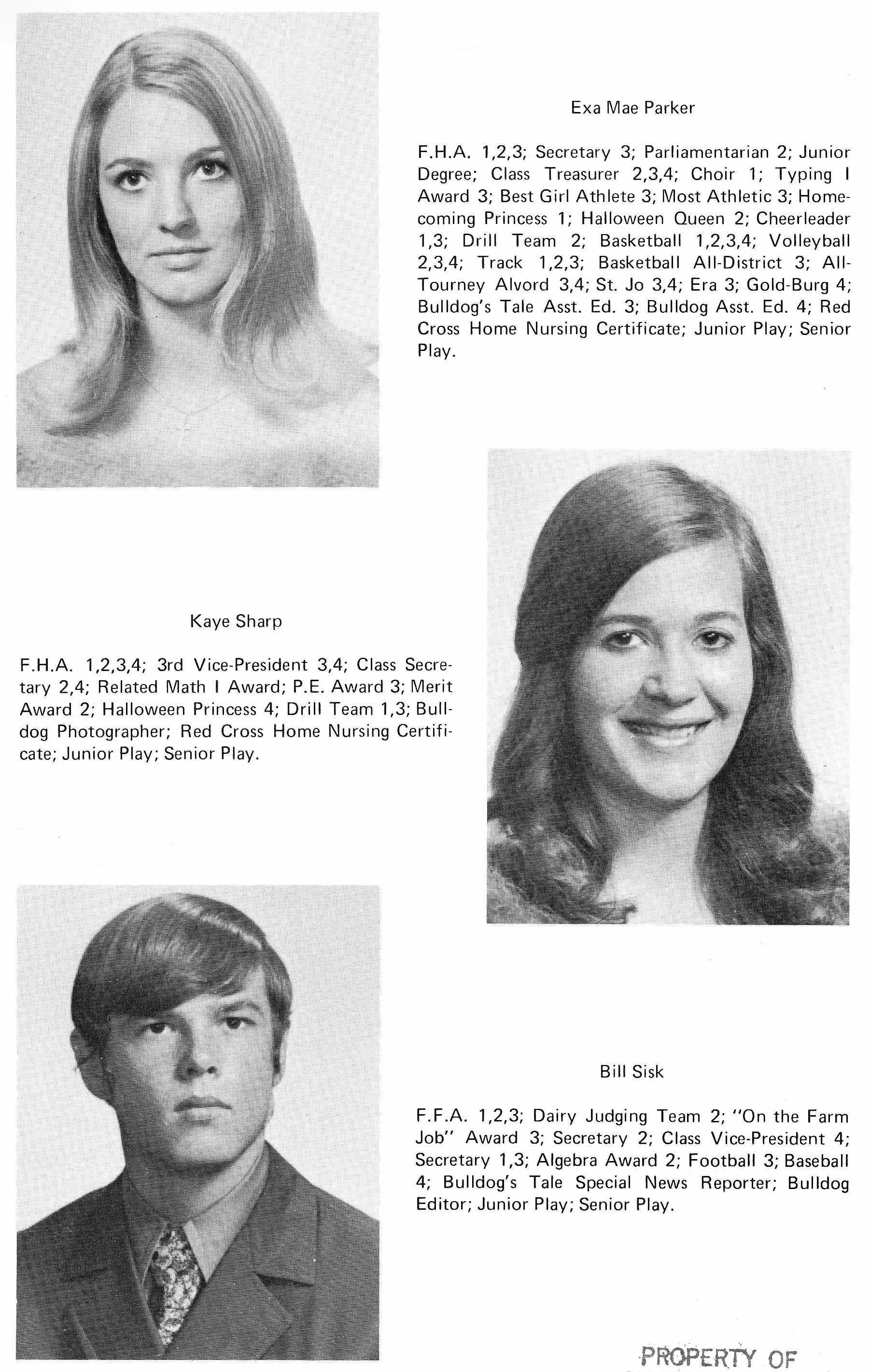Pages of the 1972 Alvord TX School Yearbook